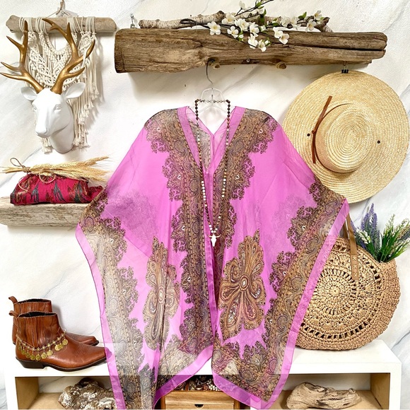 Breezy Gypsy/hippy boho CAFTAN/Cape/poncho bikini cover sheer & multifunctional - Picture 12 of 15